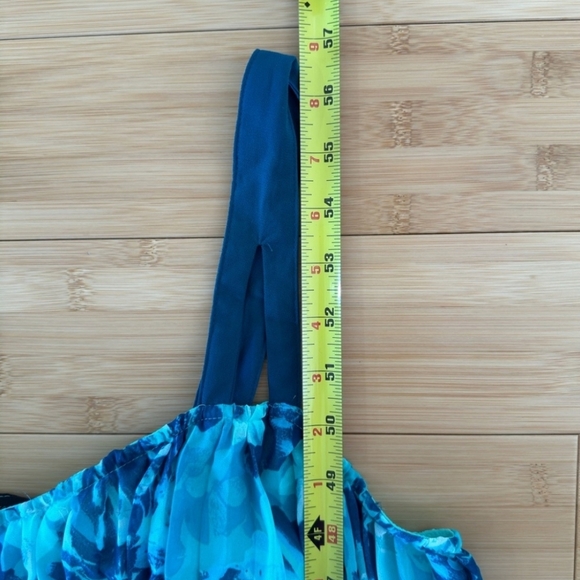 {Lane Bryant} Teal and Navy Maxi Pleated Dress 14/16 - Picture 8 of 8